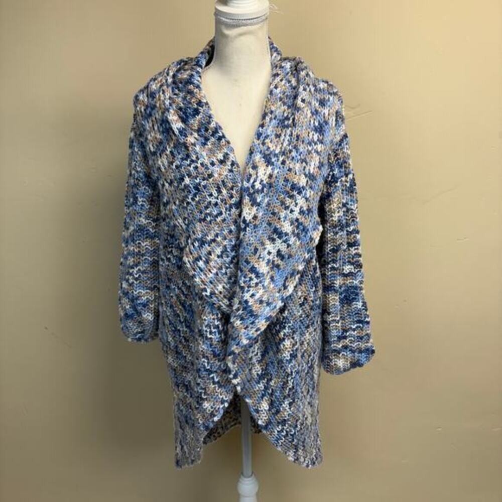 Anthropologie Moth Hooded Chunky Knit Open Cardigan Size L